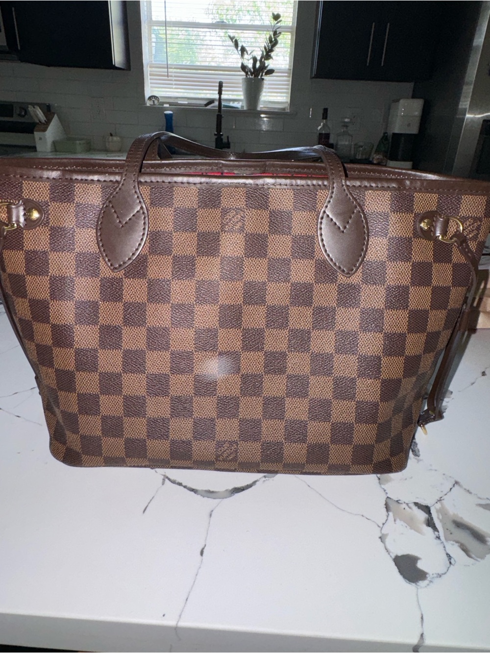 Louis Vuitton Brown Checkered Shoulder Tote